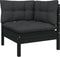 vidaXL - 3-delige - Loungeset - met - kussens - massief - grenenhout - zwart