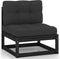 vidaXL - 3-delige - Loungeset - met - kussens - massief - grenenhout - zwart