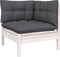 vidaXL - 3-delige - Loungeset - met - kussens - massief - grenenhout - wit