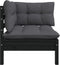 vidaXL - 3-delige - Loungeset - met - kussens - massief - grenenhout - zwart