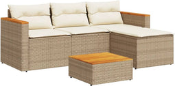 vidaXL - 3-delige - Loungeset - met - kussens - poly - rattan - beige