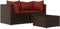 vidaXL - 3-delige - Loungeset - met - kussens - poly - rattan - bruin