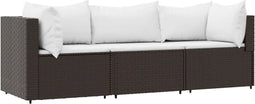 vidaXL - 3-delige - Loungeset - met - kussens - poly - rattan - bruin