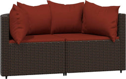 vidaXL - 3-delige - Loungeset - met - kussens - poly - rattan - bruin