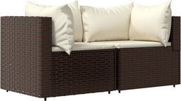 vidaXL - 3-delige - Loungeset - met - kussens - poly - rattan - bruin