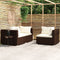 vidaXL - 3-delige - Loungeset - met - kussens - poly - rattan - bruin