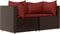 vidaXL - 3-delige - Loungeset - met - kussens - poly - rattan - bruin