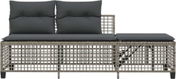 vidaXL - 3-delige - Loungeset - met - kussens - poly - rattan - grijs