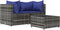 vidaXL - 3-delige - Loungeset - met - kussens - poly - rattan - grijs