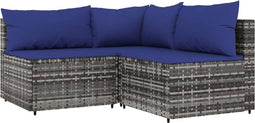 vidaXL - 3-delige - Loungeset - met - kussens - poly - rattan - grijs