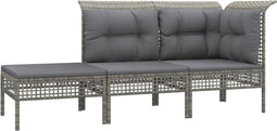 vidaXL - 3-delige - Loungeset - met - kussens - poly - rattan - grijs
