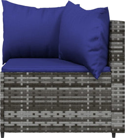 vidaXL - 3-delige - Loungeset - met - kussens - poly - rattan - grijs