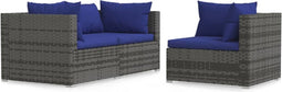 vidaXL - 3-delige - Loungeset - met - kussens - poly - rattan - grijs