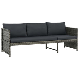 vidaXL - 3-delige - Loungeset - met - kussens - poly - rattan - grijs