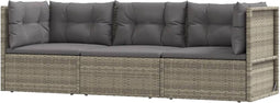 vidaXL - 3-delige - Loungeset - met - kussens - poly - rattan - grijs