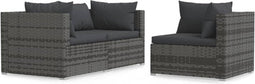 vidaXL - 3-delige - Loungeset - met - kussens - poly - rattan - grijs