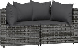 vidaXL - 3-delige - Loungeset - met - kussens - poly - rattan - grijs