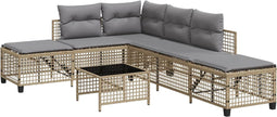 vidaXL - 3-delige - Loungeset - met - kussens - poly - rattan - gemengd - beige