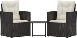 vidaXL - 3-delige - Loungeset - met - kussens - poly - rattan - zwart
