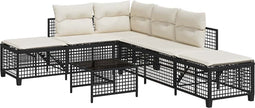vidaXL - 3-delige - Loungeset - met - kussens - poly - rattan - zwart