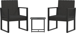 vidaXL - 3-delige - Loungeset - met - kussens - poly - rattan - zwart
