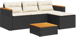 vidaXL - 3-delige - Loungeset - met - kussens - poly - rattan - zwart