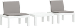 vidaXL - 3-delige - Loungeset - met - kussens - PP - wit