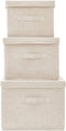vidaXL - 3-delige - Opbergboxenset - stapelbaar - stof - crèmekleurig