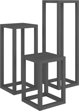 vidaXL - 3-delige - Plantenstandaardset - massief - grenenhout - grijs