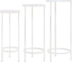 vidaXL - 3-delige - Plantenstandaardset - vintage - stijl - metaal - antiekwit