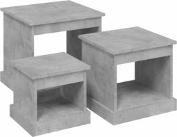 vidaXL - 3-delige - Salontafelset - bewerkt - hout - betongrijs