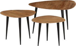 vidaXL - 3-delige - Salontafelset - massief - acaciahout