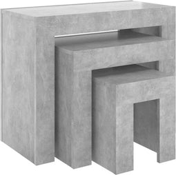 vidaXL - 3-delige - Tafeltjesset - bewerkt - hout - betongrijs