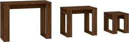 vidaXL - 3-delige - Tafeltjesset - bewerkt - hout - bruin - eikenkleur