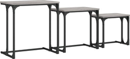 vidaXL - 3-delige - Tafeltjesset - bewerkt - hout - grijs - sonoma