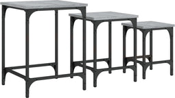 vidaXL - 3-delige - Tafeltjesset - bewerkt - hout - grijs - sonoma