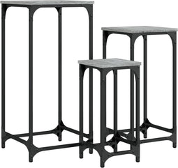 vidaXL - 3-delige - Tafeltjesset - bewerkt - hout - grijs - sonoma - eikenkleurig