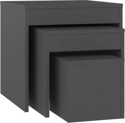 vidaXL - 3-delige - Tafeltjesset - bewerkt - hout - grijs