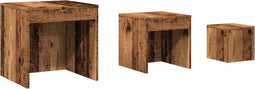 vidaXL - 3-delige - Tafeltjesset - bewerkt - hout - oud - houtkleurig