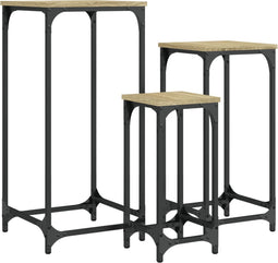 vidaXL - 3-delige - Tafeltjesset - bewerkt - hout - sonoma - eikenkleurig