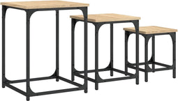 vidaXL - 3-delige - Tafeltjesset - bewerkt - hout - sonoma - eikenkleurig