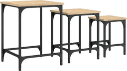 vidaXL - 3-delige - Tafeltjesset - bewerkt - hout - sonoma - eikenkleurig