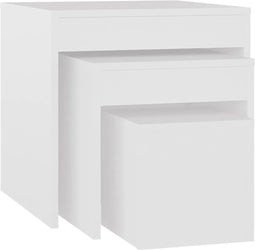 vidaXL - 3-delige - Tafeltjesset - bewerkt - hout - wit