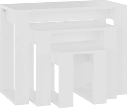 vidaXL - 3-delige - Tafeltjesset - bewerkt - hout - wit