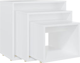 vidaXL - 3-delige - Tafeltjesset - bewerkt - hout - wit