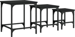 vidaXL - 3-delige - Tafeltjesset - bewerkt - hout - zwart