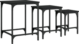 vidaXL - 3-delige - Tafeltjesset - bewerkt - hout - zwart