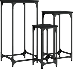 vidaXL - 3-delige - Tafeltjesset - bewerkt - hout - zwart