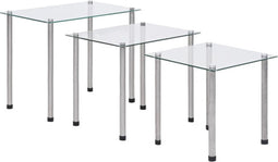 vidaXL - 3-delige - Tafeltjesset - gehard - glas - transparant