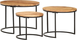 vidaXL - 3-delige - Tafeltjesset - massief - acaciahout